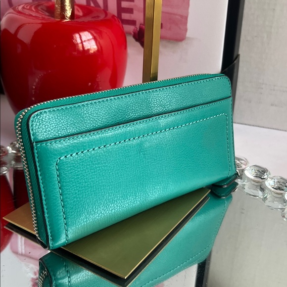 Coach Turquoise Leather Zip Wallet - Picture 12 of 13